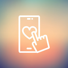 Image showing Cellphone with heart thin line icon