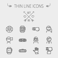 Image showing Technology thin line icon set