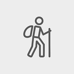 Image showing Hiking exercise thin line icon