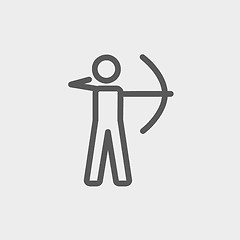 Image showing Archery sport thin line icon