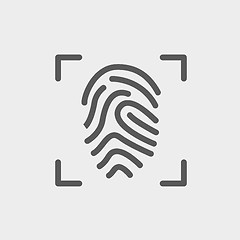 Image showing Fingerprint scanning thin line icon