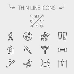 Image showing Sports thin line icon set