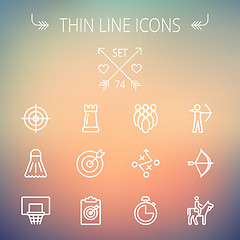 Image showing Sports thin line icon set