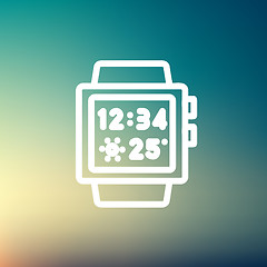 Image showing Trendy smart watch thin line icon