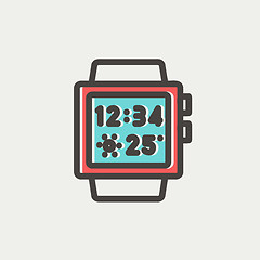 Image showing Trendy smart watch thin line icon