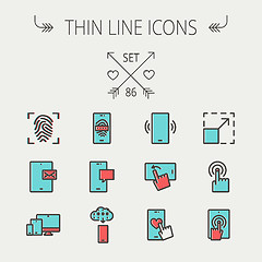 Image showing Technology thin line icon set