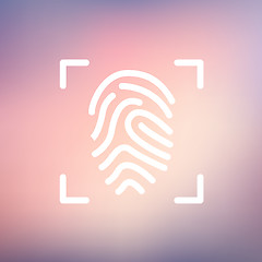 Image showing Fingerprint scanning thin line icon
