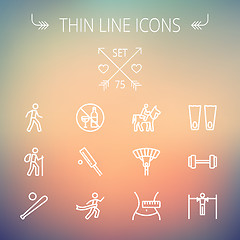 Image showing Sports thin line icon set