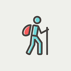 Image showing Hiking exercise thin line icon