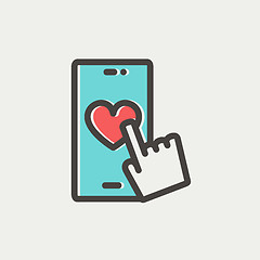 Image showing Cellphone with heart thin line icon