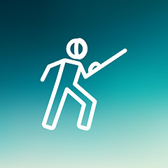 Image showing Fencing sport thin line icon