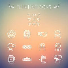 Image showing Technology thin line icon set