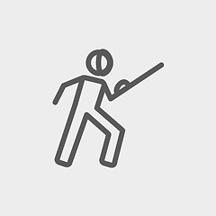 Image showing Fencing sport thin line icon