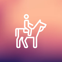 Image showing Horse riding thin line icon