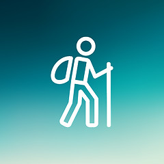 Image showing Hiking exercise thin line icon