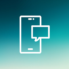 Image showing Empty speech bubble in smartphone thin line icon