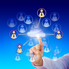 Image showing Contacting Female And Male Professionals Via Cloud