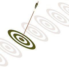 Image showing Arrow hitting the center of a green board