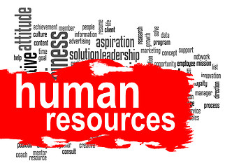 Image showing Human resources word cloud with red banner