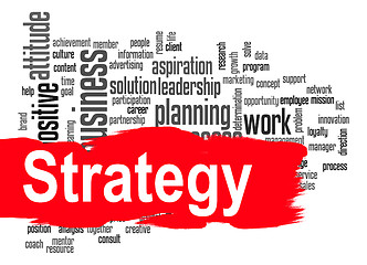 Image showing Strategy word cloud with red banner