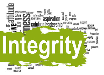 Image showing Integrity word cloud with green banner