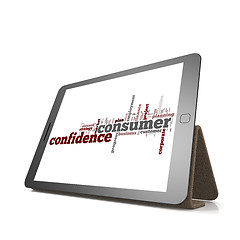 Image showing Consumer confidence word cloud on tablet