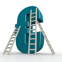 Image showing Blue euro sign with ladder