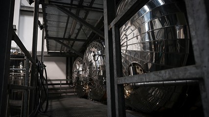 Image showing Industrial interior of an alcohol factory