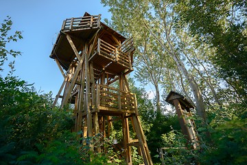 Image showing High lookout tower in the forest