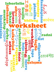 Image showing Worksheet multilanguage wordcloud background concept