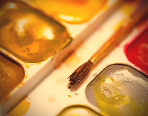 Image showing brush and palette of paints