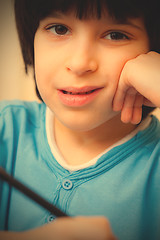 Image showing boy portrait with pen