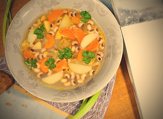 Image showing bean soup with parsley