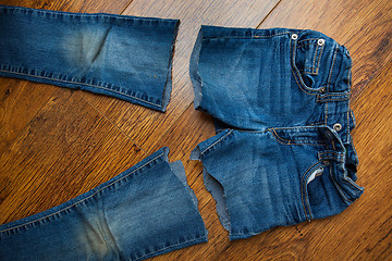 Image showing cut old jeans