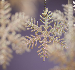 Image showing Gold Christmas snowflakes