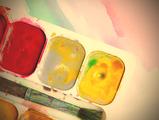 Image showing Palette with water color paints