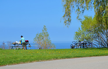 Image showing Picnic on the lake.