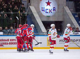 Image showing CSKA team rejoice, Yokerit dissapoint