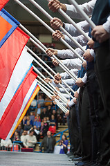 Image showing Row of flags