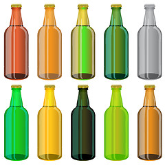 Image showing Set of Colorful Beer Glass Bottles