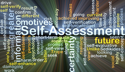 Image showing Self-assessment background concept glowing