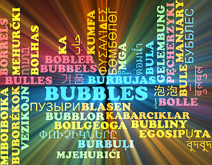 Image showing Bubbles multilanguage wordcloud background concept glowing