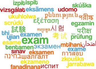 Image showing Exam multilanguage wordcloud background concept