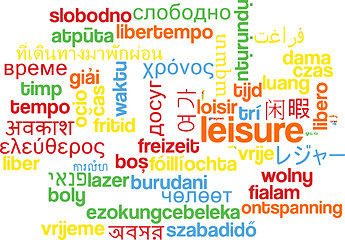 Image showing Leisure multilanguage wordcloud background concept