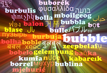 Image showing Bubble multilanguage wordcloud background concept glowing