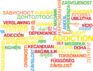 Image showing Addiction multilanguage wordcloud background concept