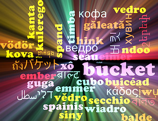Image showing Bucket multilanguage wordcloud background concept glowing
