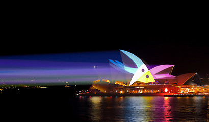 Image showing Light Beams and Sydney Opera House Vivid Sydney