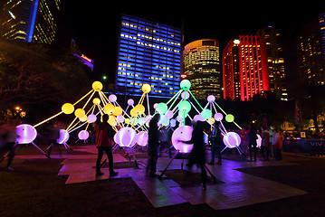 Image showing Tourists and locals enjoying Affinity at Vivid Sydney