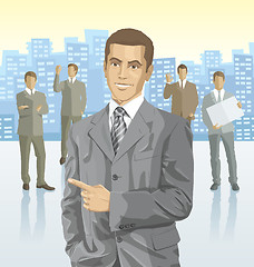 Image showing Vector businessman and silhouettes of business people